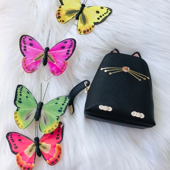 KATE SPADE CAT COIN PURSE BLACK JAZZ THINGS UP - Picture 3 of 6